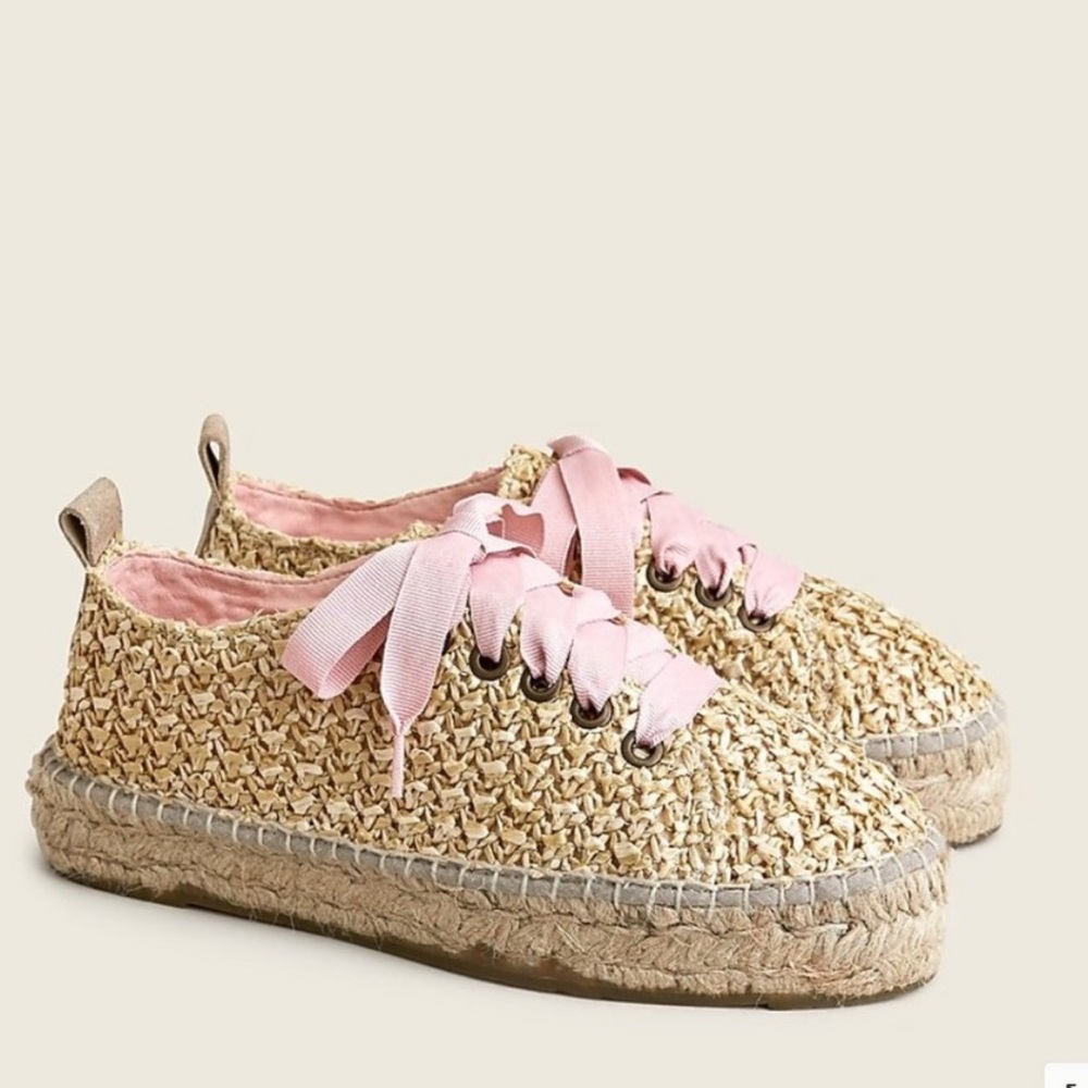 Manebi Raffia Lace-Up Espadrilles
Pink
